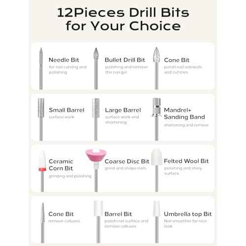 Electric Nail Drill Professional Kit: 45,000 RPM USB Rechargeable Efile Nail Drill Nail File with 12 Bits for Polishing Gel/Acrylic Nails- Portable Manicure Tool Set for Salon/Home-Black