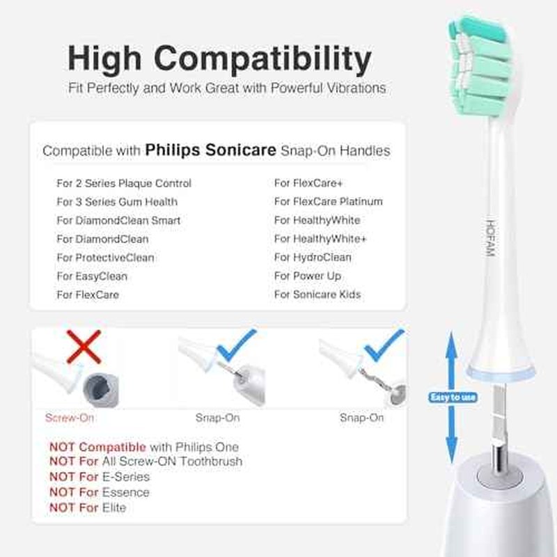 Replacement Toothbrush Heads for Philips Sonicare Replacement Heads,Electric Replacement Brush Head Compatible with Phillips Sonicare Electric Toothbrush C2,C1,4100,for Philips Sonic Care Brush,6 Pcs