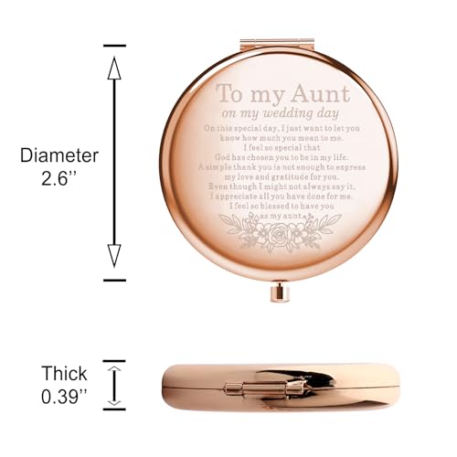 WSNANG Aunt Makeup Compact Mirror to My Aunt On My Wedding Day Gifts Thank You Aunt of The Bride Gifts (Aunt Mirror-rg)