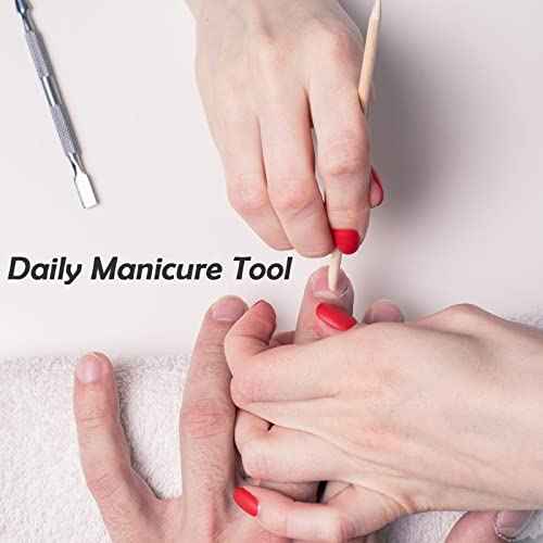 200 Pcs Orange Wooden Sticks for Nails, 4.5 Inch Double Sided Wood Cuticle Pusher Tool Disposable Orangewood Nail Stick, Bamboo Manicure Stick