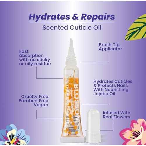 Blossom Cuticle Oil Pen for Nails, On the Mend Scented Travel Nail Oil for Growth and Strength, Infused with Real Flowers 0.34oz, Spring Bouquet