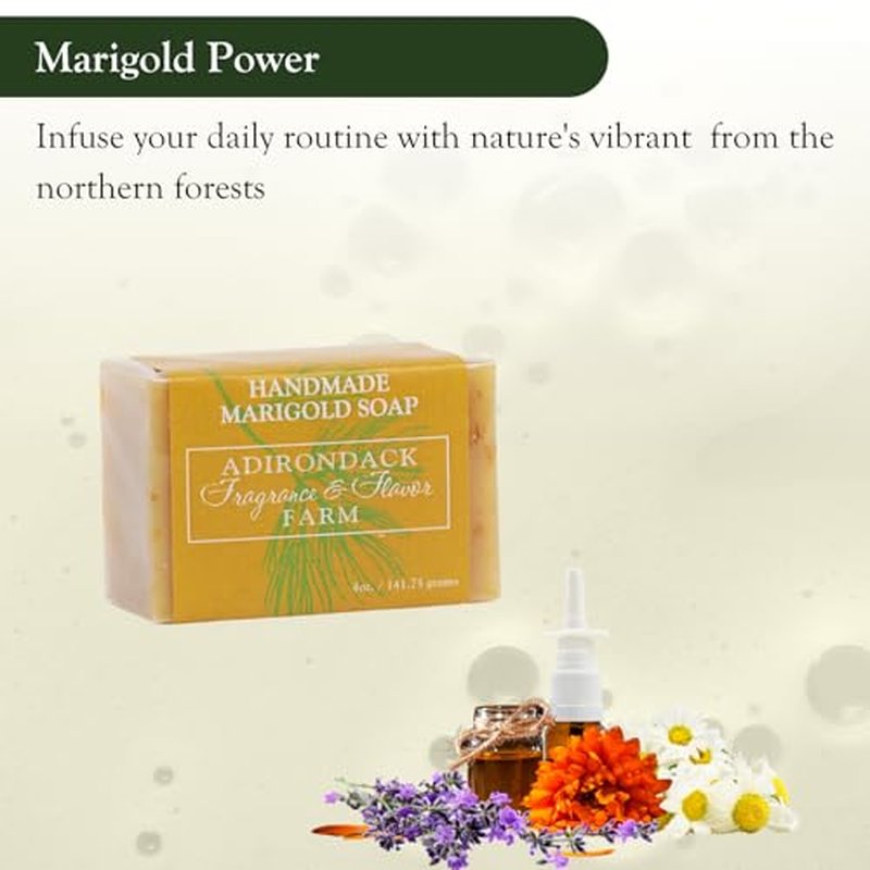Adirondack Fragrance & Flavor Farm ADK Natural Marigold Soap Bar 16 oz., Handmade Vegan Olive Oil Body Soap for Dry and Sensitive Skin, Moisturising for Men, Women & Babies