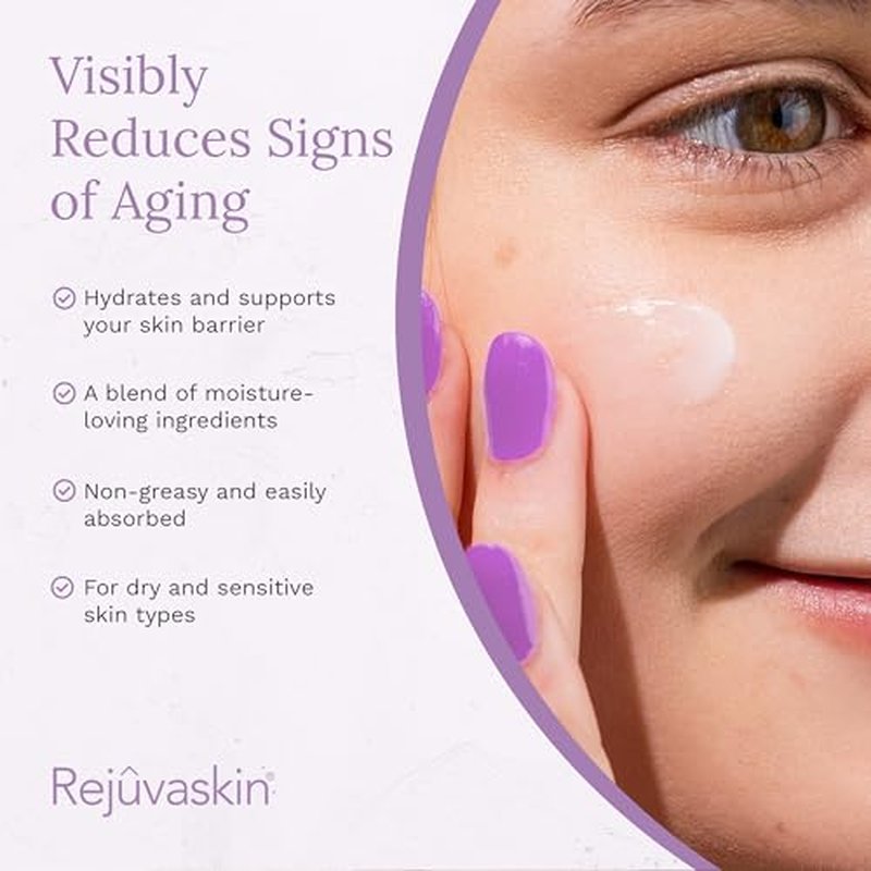 Rejuvaskin Facial Moisturizer With Revita-D Complex, Daily Face Moisturizer for Dry Skin, Reduces Wrinkles, Non-Greasy Hydrating Cream for Men & Women, Paraben-Free, 1.7 oz