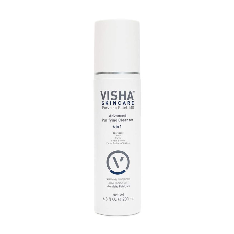 Visha Skincare Advanced 4 in 1 Multitasking Purifying Facial Cleanser, Face Wash to Reduce Facial Redness, Minimize Pores & Exfoliate Skin, Helps Restoring Skin's Natural Glow 6.8fl oz