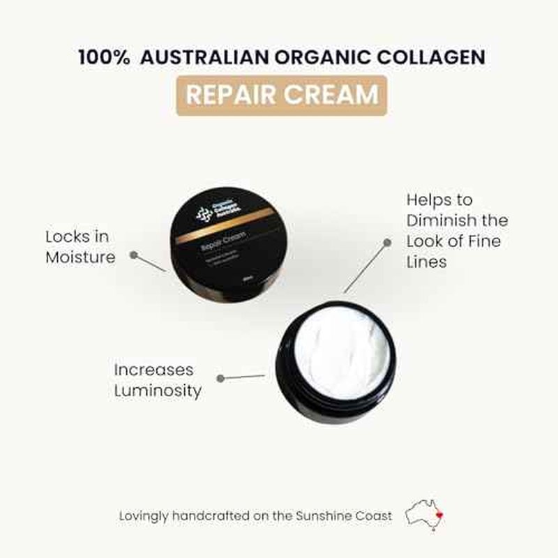 Organic Collagen Australia Repair Cream - Collagen Face Moisturizer for Women & Men - Hydrating & Nourishing Skincare (1.52 oz)