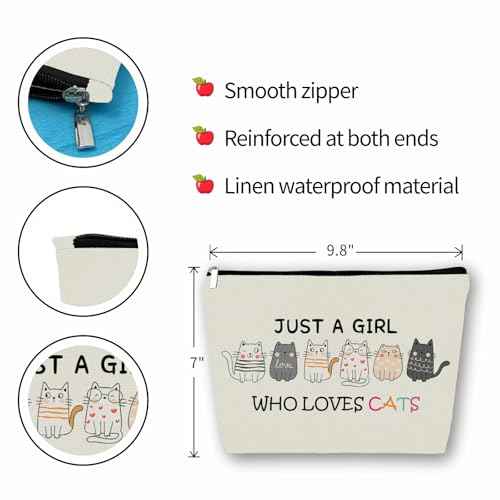 Cat Makeup Bag For Cat Lover Gift: Cute Cosmetic Bag Just A Girl Who Love Cats Themd For Daughters, Sisters, Friends,Teen Girl & Women.Ideal Gifts For Travel, Birthdays, Graduation & Christmas.