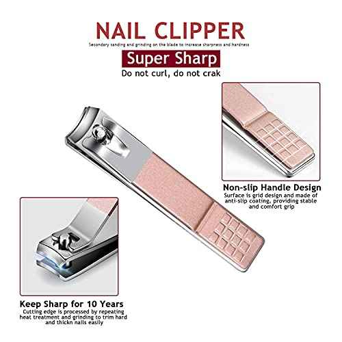 Manicure Set Nail Clippers Kit 5 Pieces in 1 Stainless Steel Professional Grooming Nail Care Tools Including Nano Glass Nail Shiner Buffer File Gift for Men Husband Boyfriend Parents Women