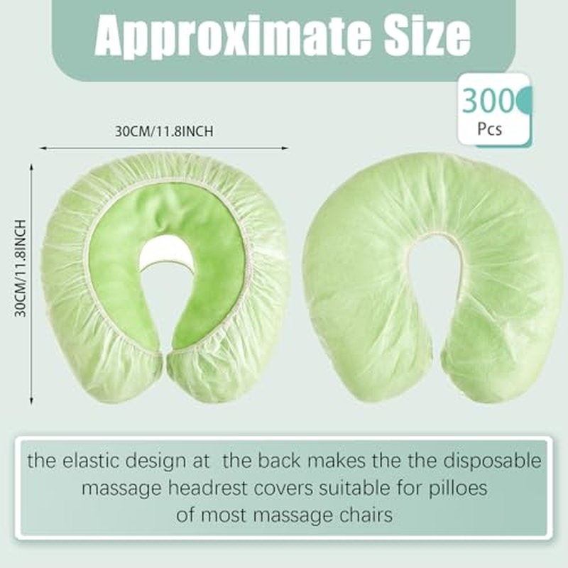 Jecery 300 Pcs Disposable Face Cradle Covers - White Massage Table Headrest Covers, Fitted for Neck Pillows