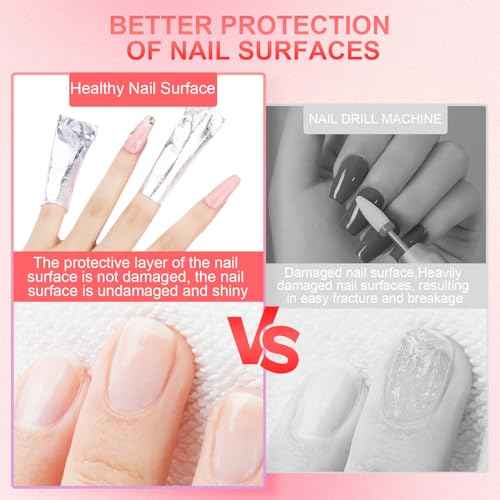 NXJ INFILILA Nail Foil - 300PCS Foil Nail Wraps Gel Nail Polish Remover Foil Wraps for Nails, Soak Off Gel Remover with Larger Cotton Pad for Removing Nail Polish at Home