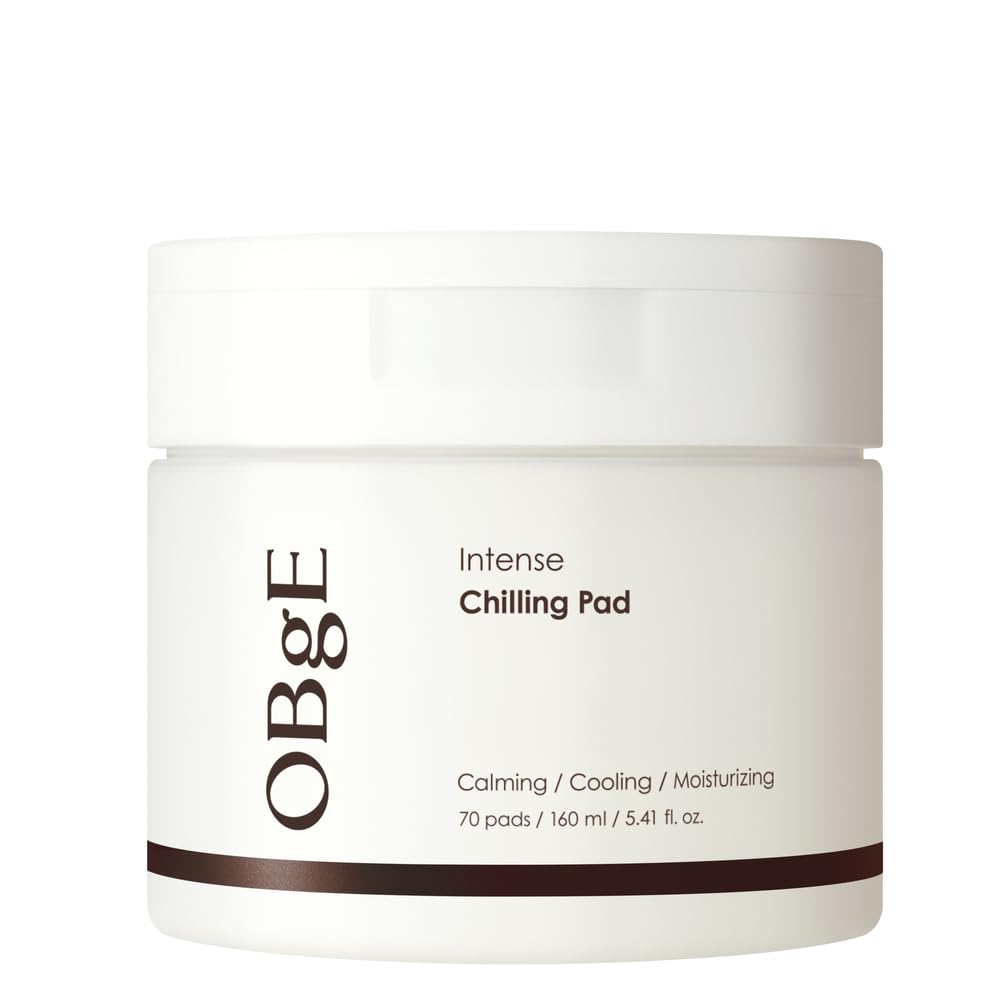 OBgE Intense Chilling Pad (70 count) - Toner Pads for Men. Soothe, Hydrate & Cool, Daily Skincare. Vegan Cotton with Rosemary Extract 78%, Herbs, LHA, PHA.