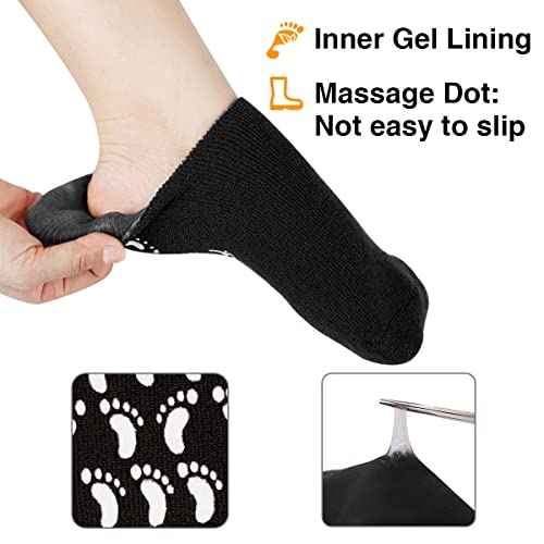 Codream Large Men's Moisturizing Gel Socks Men's Feet Care Ultimate Treatment for Dry Cracked Rough Skin on Feet Pack of 2 Pairs Black US Men 10-15