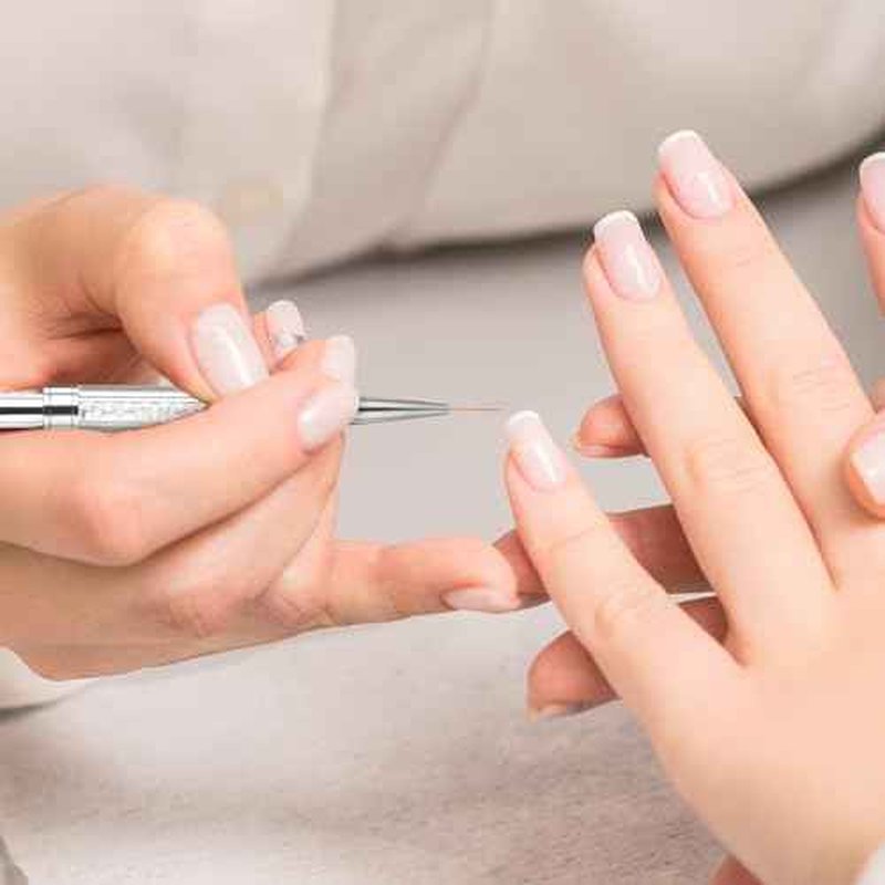 cobee 2 Pcs Double Ended French Tip Brush Hard Gel, Nail Builder Gel Brush, Brush Liner for Design Professional Nail Art