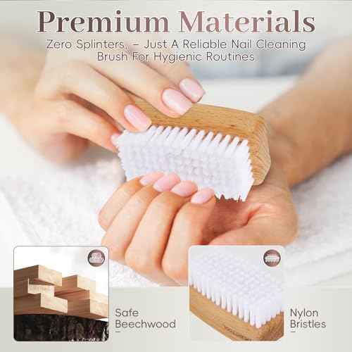 2-Pack Fingernail Brush - Wooden Nail Brush for Cleaning Fingernails, Two Side Bristle Hand Nail Scrubber for Cleaning Tough Grime, Gardening & Manicure