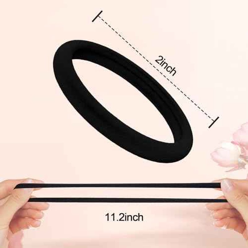Hair Ties for Women, 120 Pack Black Elastic Hair Bands, 2 Inch Seamless No-Damage Hair Elastics (Black-120pcs)