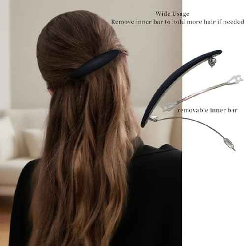 Large Hair Barrette Matte 4 Inch No Slip Not Easy to Break French Hair Clips for Women Thick to Thin Hair, 3 Pack