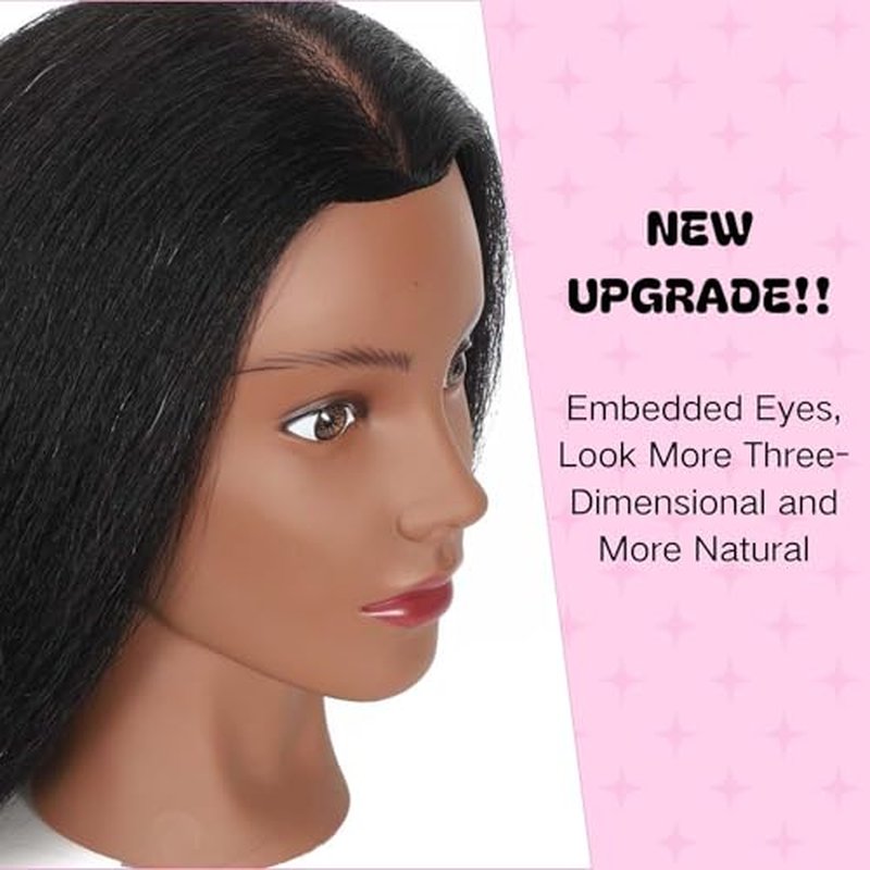 18" Mannequin Head Human Hair with 100% Real Hair Opini Human Hair Mannequin Doll Head for Hairdresser Practice Braiding Hairstyling with Adjustable Tripod Stand and Tools (18 Inch- Tripod Set)
