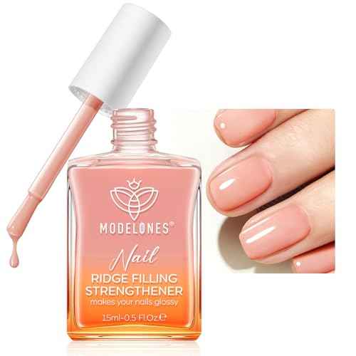 modelones Nail Strengthener and Growth Nail Hardener Extra Strong and Growth Nude Nail Polish Nail Repair for Damaged Nails Strengthening Polish Ridge Filler for Nails 15ml
