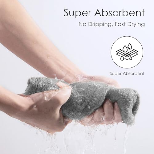 TENSTARS 5 Pack Thicken Microfiber Hair Towel Wrap for Women - Elastic Loop Design - 320GSM Coral Velvet - Quick Dry Hair Turban - 11x28 Inch (Grey+Pink+Brown+FrozenBlue+FrozenBerry)