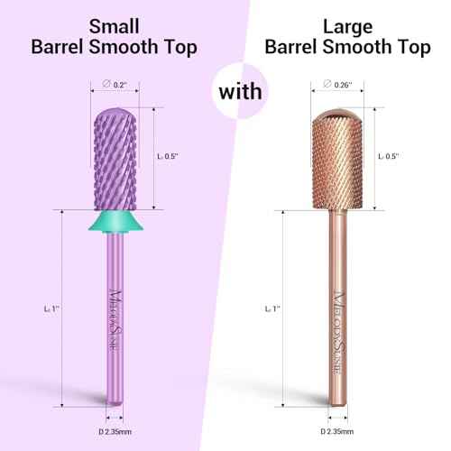MelodySusie Safety Nail Drill Bits, 3/32'' Smooth Round Top Small Barrel Carbide Bits, Fast Remove Acrylic or Hard Gel for Manicure Pedicure Salon Professional or Beginner, Purple, Coarse