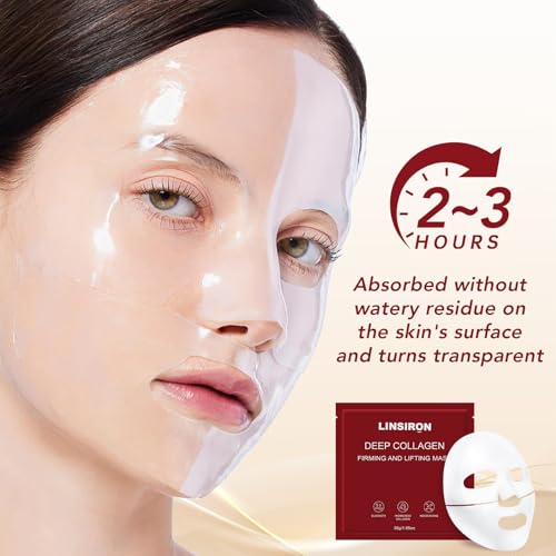 Bio-Collagen Face Masks, Deep Hydrating Sheet Overnight Face Mask, Facial Treatments and Masks for Women, Korean Skincare, Moisturizing and Firming for Girl, 24 Pack