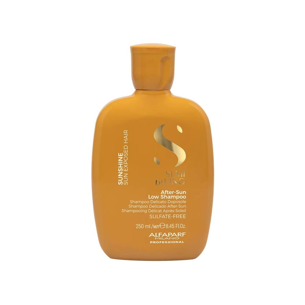 ALFAPARF MILANO Semi di Lino Sunshine Sulfate Free Shampoo - After Sun Shampoo - Chlorine Protection - Sun and Solar Protection - Vegan Formula - For Shiny, Silky, and Protected Hair