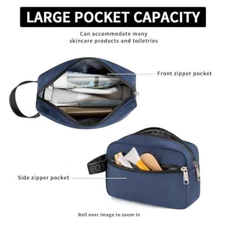 XQXA Toiletry Bag for Men, Hanging Dopp Kit Water Resistant Travel makeup Bag for women, Mens Travel Bag Shaving Bag for Toiletries Accessories (01-Navy Blue)