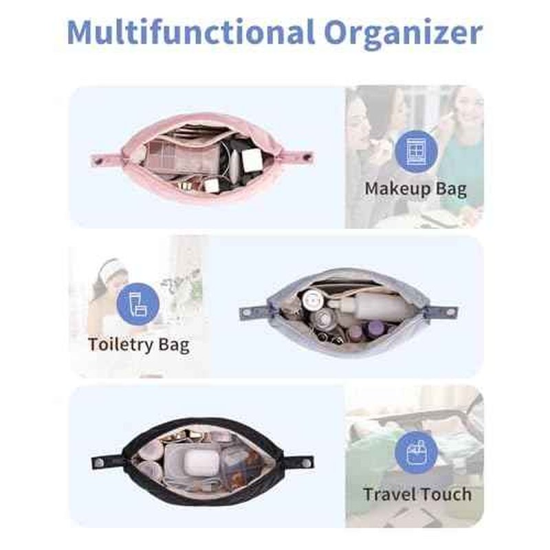 Ceneda Puffy Padded Makeup Bag Travel Toiletry Bag Quilted Makeup Pouch Organizer Bag Cosmetic Bag for Women (Black)