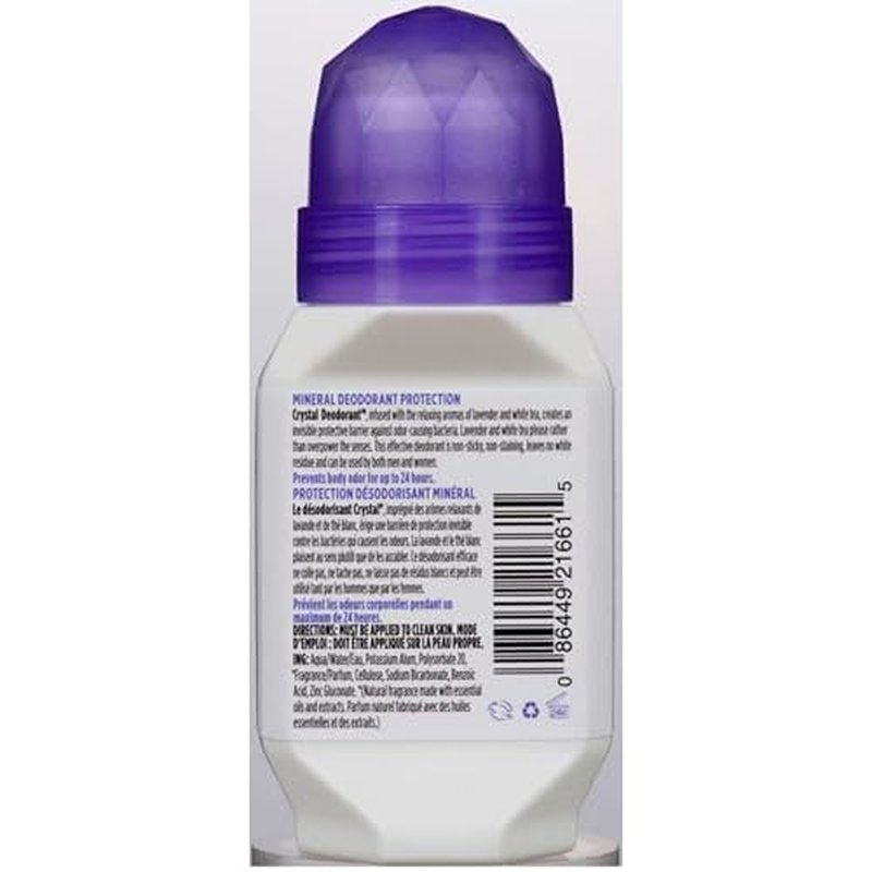 Crystal Mineral Deodorant Roll-On, Lavender & White Tea 2.25 oz (Pack of 12)
