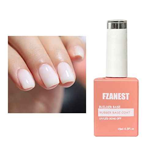 FZANEST Builder Gel for Nails, Milky White Gel Polish Rubber Base For Nails Strengthener Extension Apex Building Repair UV LED Color Base Nail Polish in Bottle