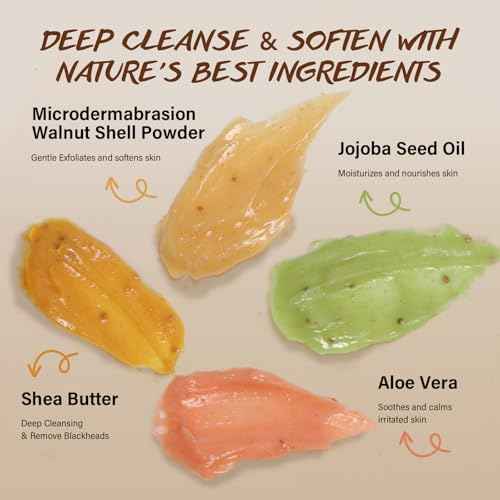 Face Scrub Gift Set Exfoliating Face Wash Microdermabrasion Facial Scrub Exfoliator Turmeric Vitamin C, Brown Sugar Honey, Green Tea Salicylic Acid, Himalayan Salt Rose Christmas Birthday Gifts 4x100g