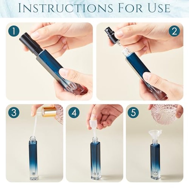 Domensi 40 Pcs 10ml Perfume Travel Refillable Bottles Glass Spray Bottle Perfume Atomizer for Cologne Dispenser Leak-proof Fragrance Bottles Atomizer Pump Bottle Kit