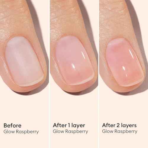 Manucurist Active Glow Raspberry Nail Polish & Care - Ultra-Glowy 2 in 1 Nail Concealer & Care - Plant-Based Ingredients: Sweet Almond Oil, Raspberry for Nourished Nail Rosy Mirror-Like Shine
