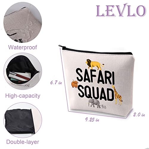 LEVLO Safari Squad Makeup Bag African Safari Trip Wild Animal Lover Travel Zipper Pouch(Safari Squad)