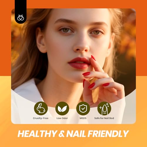 Beetles Jelly Gel Nail Polish Set - Autumn Prism Jelly Gel Polish, 6 Colors Fall Gel Polish Kit Yellow Orange Burgundy Red Purple Green Sheer Translucent Soak off UV Nail Art Manicure Gift for Women