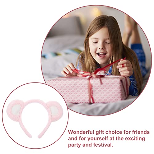 minkissy Lovely Ears Headband - Pink Animal Bears Headband Cute Plush Animal Costume for Women Halloween Christmas Pink