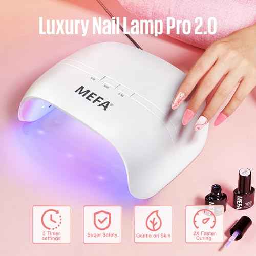 MEFA 72W Portable U V Nail Lamp, U V Light for Gel Nail with 3 Timers, Dryer for Gel Polish Fast Curing, 21pcs Lamp Beads LED Professional UV Light for Home Salon Art Tools