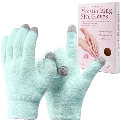 MoyRetty Touchscreen Silicone Moisturizing Gloves for Dry Hands Overnight, Reusable Hand Spa Gloves with Vitamin E & Jojoba Oil(Green)