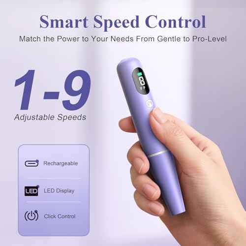 Cordless Nail Drill Kit - 9 Speed Wireless Electric Nail File with LED Display, Portable Nail Drill Machine for Acrylic Gel Nails, Rechargeable 20000RPM Hand Feet Grind Trim Tool for Women Men Baby