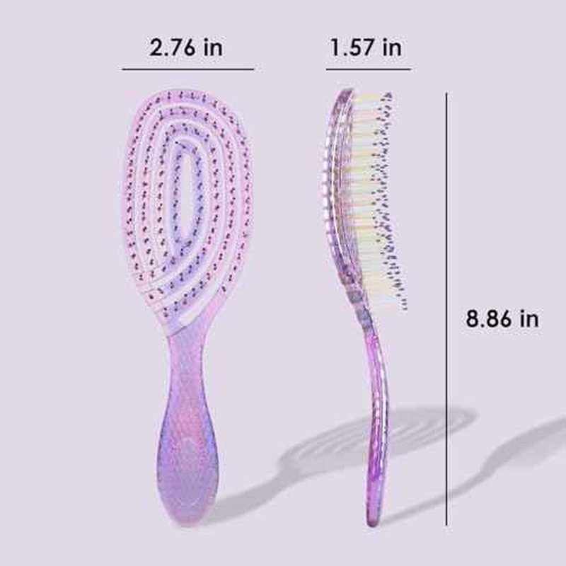 CANDYBRUSH Wet Hair Brush for Blow Dryer Detangling Curved Vented Drying for Straight Fine Hair for Women Round Detangler Soft Bristles Scalp Massage Medium Light Purple Colorful Transparent