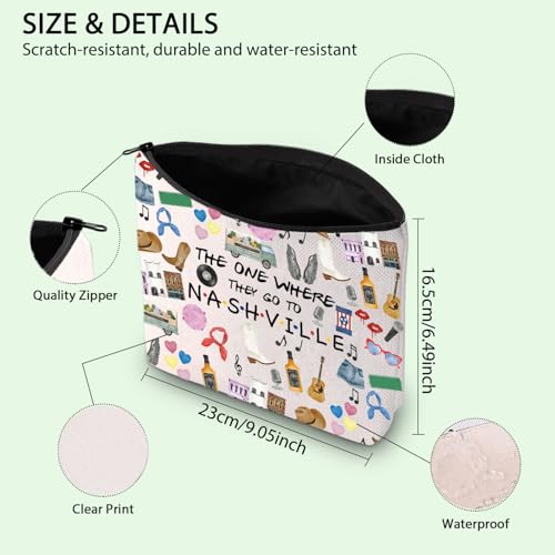 FOTAP Nashville Trip Makeup Bag - Travel Gift, Tennessee State Souvenir, Housewarming Gift