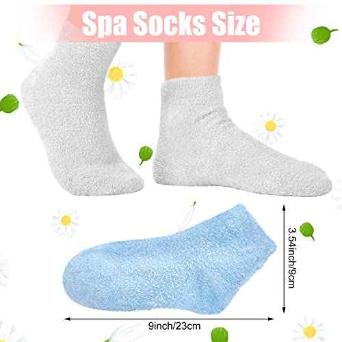 Janmercy 3 Pairs Aloe Socks Moisturizing Spa Infused Gel Sleeping Fuzzy Dry Feet Non Slip Lotion Socks for Women Men Repairing Softening Dry Cracked(Pink, Blue, Gray)