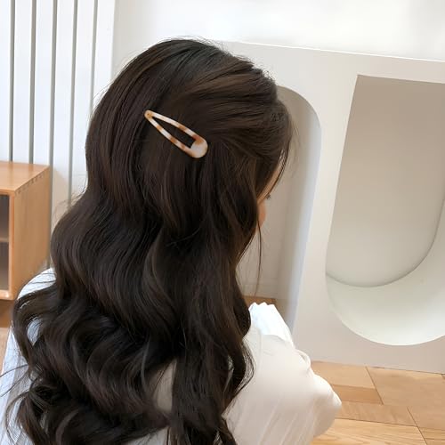 Small Hair Barrettes For Women No Slips Metal Snap Clips For Thin And Fine Hair,Matte Black Tortoiseshell,20 PCS,1.97 x 0.5 Inch.