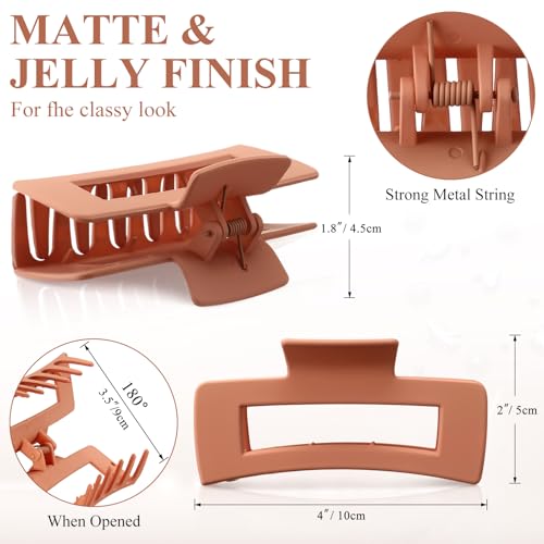 Hoteam 36 Pcs 4.1 Inch Large Hair Claw Clips Bulk Rectangular Big Hair Claws Matte Nonslip Banana Clip Strong Hold Plastic Barrettes for Women Gifts Accessories, 18 Colors