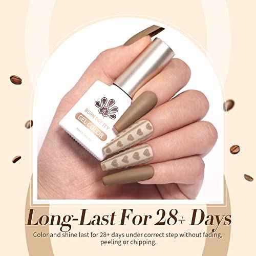 Born Pretty Gel Nail Polish 6 Colos,Nude Brown Skin Tone,Roasted Chestnuts Chocolate Gel Polish Collection Neutral Beige Khaki Gel Polish Kit All Seasons Nail Art Manicure DIY for Home Salon