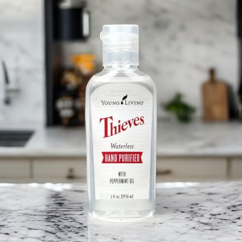 Young Living Thieves Waterless Hand Purifier with Peppermint Oil - Effective cleanser for the Whole Family - Promotes Good Hygiene with Soft Hands - 1oz x 6 Pack
