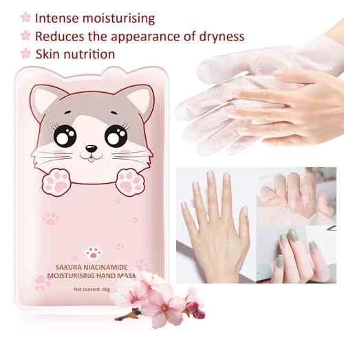 Hand Masks Moisturizing Gloves,6 Pairs Hydrating Hand Peel Masks Gift Set for Dry Cracked Hands Care,Long-lasting and Non-greasy Hand Moisturizer Gloves for Women A