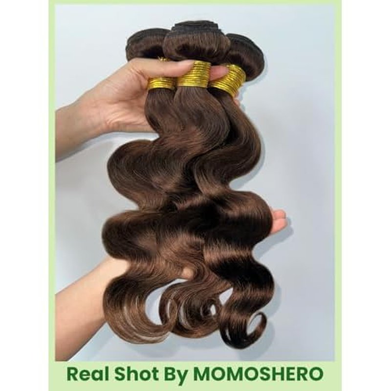 Chocolate Brown Body Wave Single Bundle Human Hair 18 Inch, 12A Soft Glossy 100% Unprocessed Remy Virgin Hair 1 Bundle Wavy. Classy Colored #4 Dark Medium Brown Weaves Sew In Extension