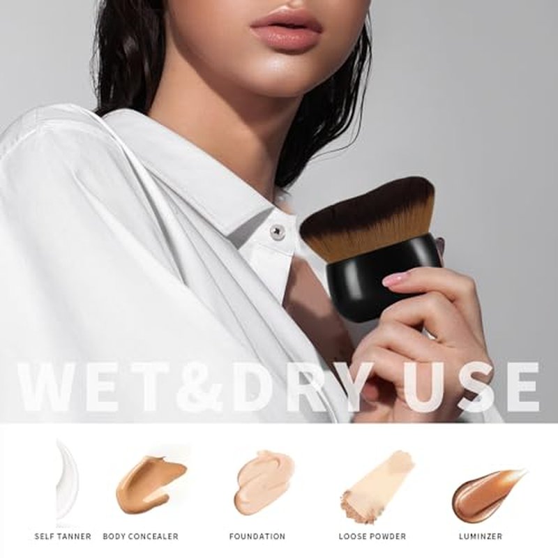 Extra Large Body Makeup Brush Kabuki Brush for Foundation & Bronzer, 75 mm Wide-headed Kabuki Brush Provides More Even&Pretty Application, Sunscreen Face&Back Makeup Brush, Wet & Dry Use (Black)