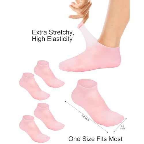2 Pairs Silicone Moisturizing Foot Socks, Soft Silicone Socks, Anti Slip Gel Spa Socks Softening Feet Dry Cracked Skin, Spa Pedicure Socks for Women Foot Care After Pedicure