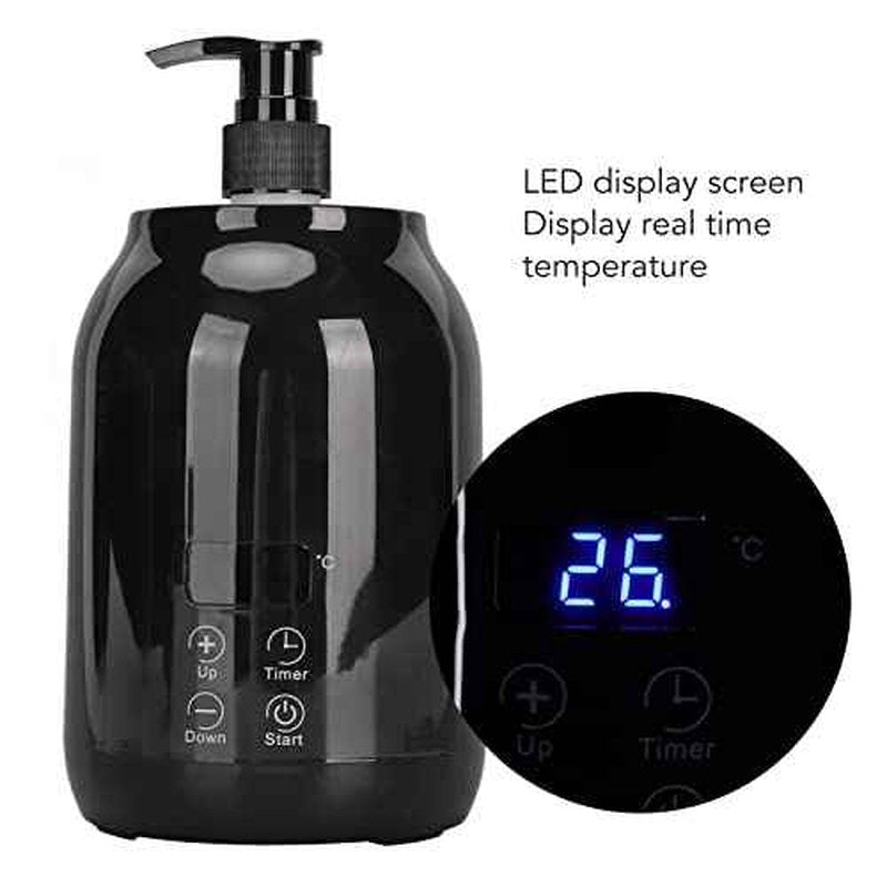Massage Oil Warmer, Professional Electric Lotion Bottle Warmer with Two Oil Bottle Dispenser, LED Temperature Display, Essential Lube Gel Cream Heating Warmer for Home, Salon, SPA